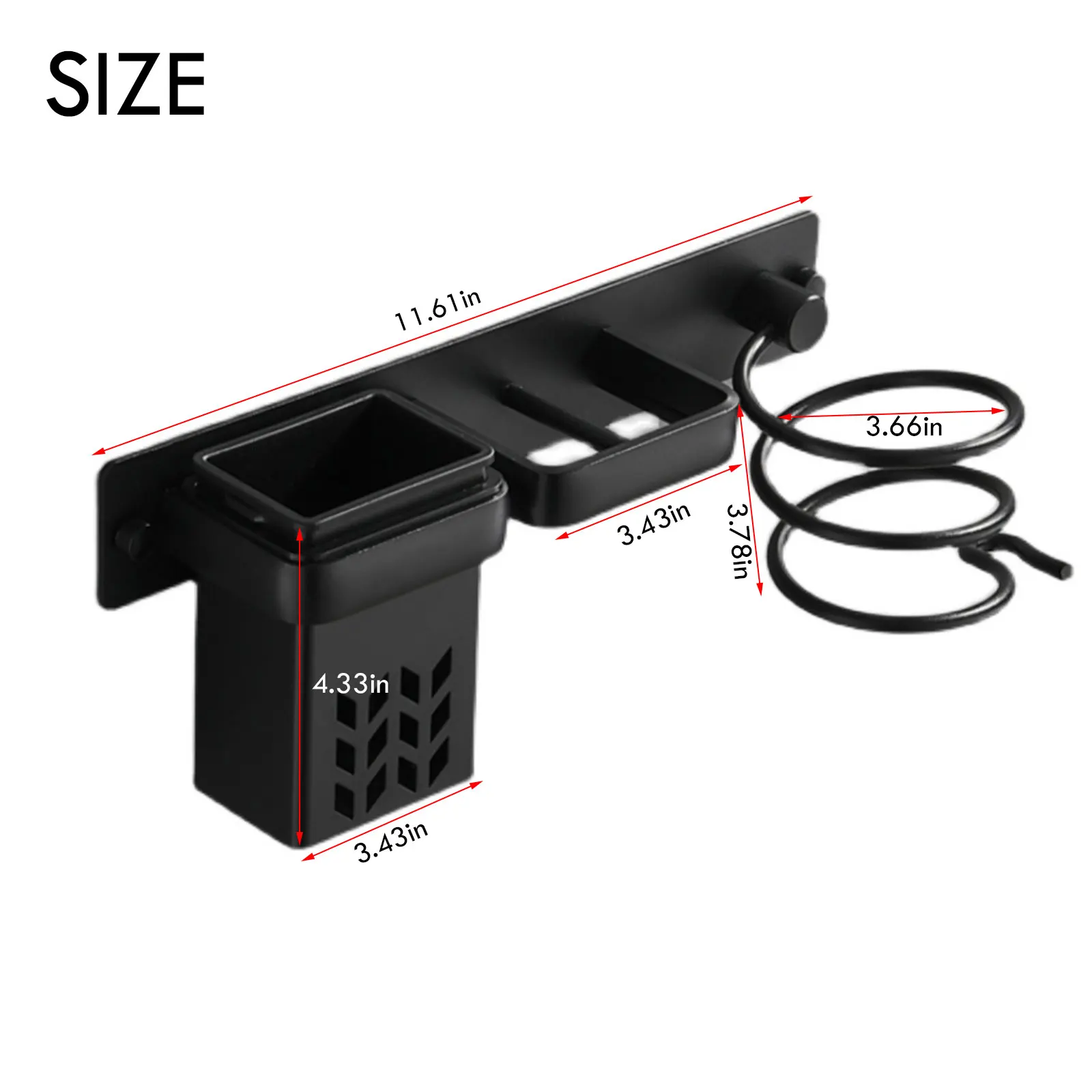 

Hair Dryer Holder Space Aluminum Hair Straightener Storage Rack Wall Mounted Bathroom Shelf Storage Accessories
