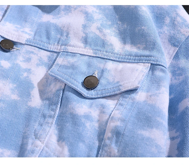 Джинсовка Мужская зауженная с камуфляжным принтом хлопковая куртка из денима