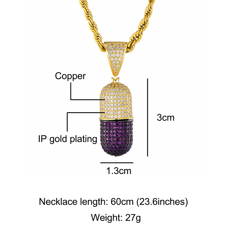 Ожерелья и подвески в виде капсулы с блестящими сверкающими камнями фианитами