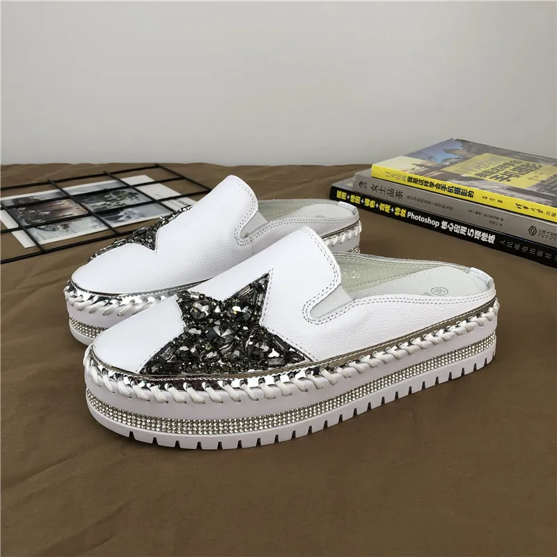 

Женские дизайнерские тапочки из натуральной кожи, уличные шлепанцы на плоской подошве, модные роскошные лоферы, туфли