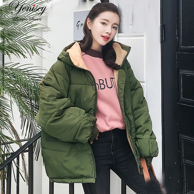 

Richkeda Store New 2021 Oversize Real New Full Zipper Solid Fashion Cotton Cotton-padded Jacket More Big Yards Hooded Warm