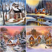 diy snow house 5d diamond painting full square drill winter scenic diamond embroidery cross stitch mosaic resin gift home decor