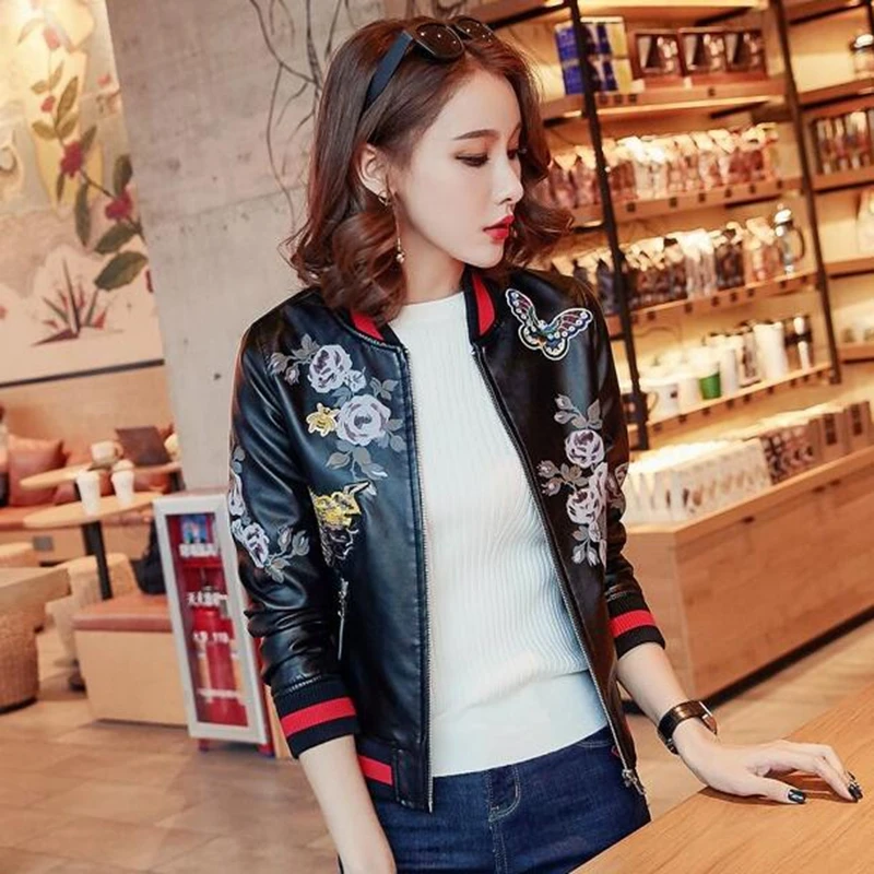 Короткий жакет женский 2019 Новый Весна и осень искусственная кожа куртка с