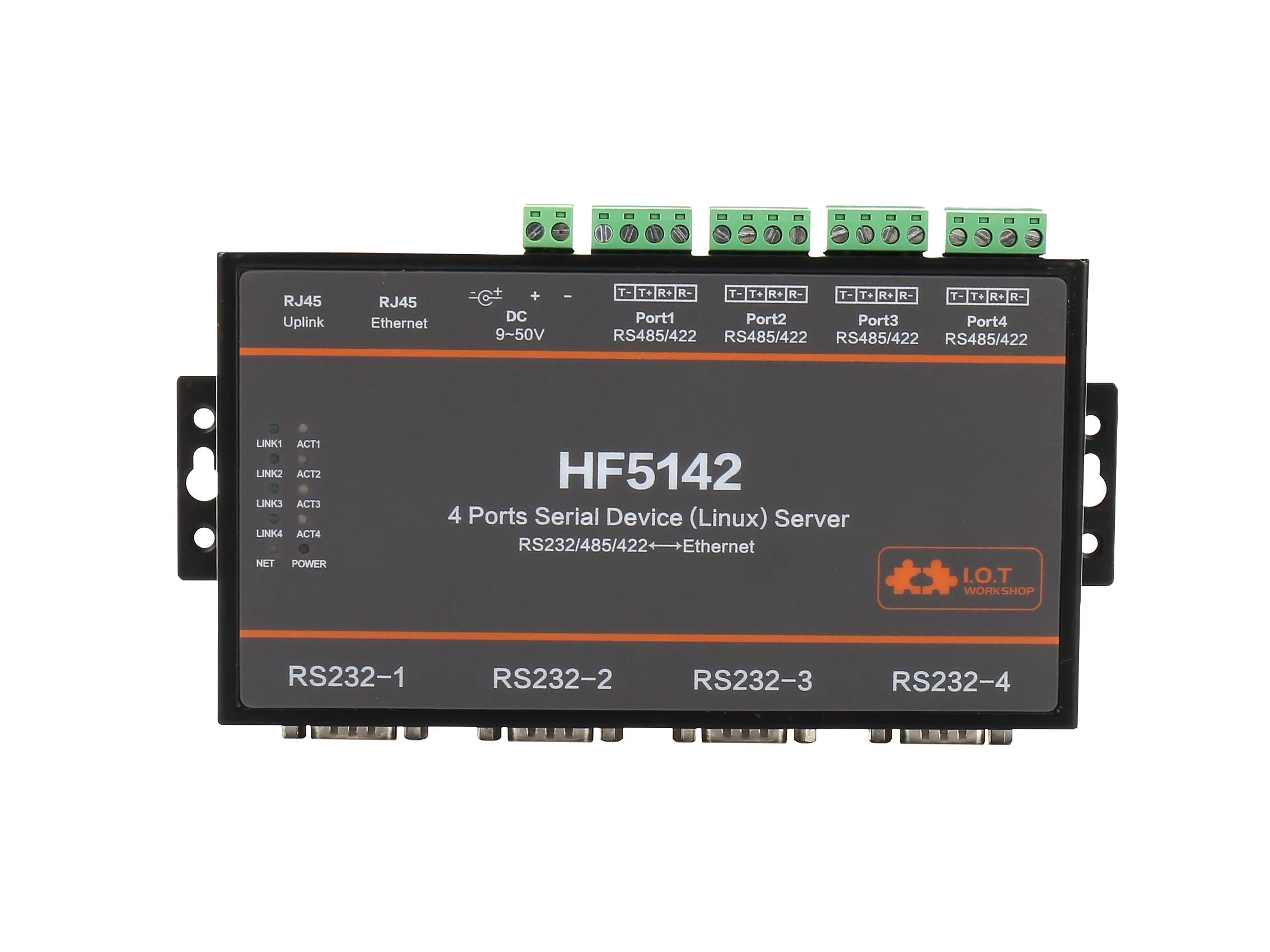 Высоколетный последовательный сетевой сервер HF5142 с 4 портами RS232/RS485/RS422 для