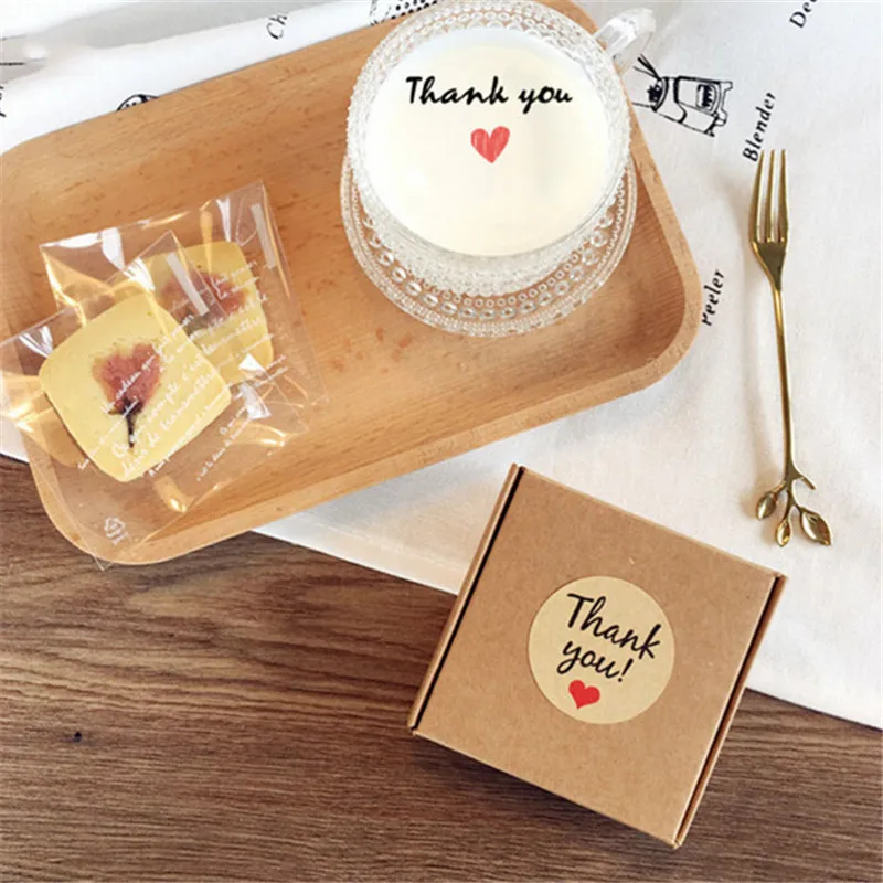 120pcs Handmade wtih Love Red Heart Thank you Round Scrapbooking Paper Labels Seal Sticker DIY Gift Dia.3.8cm | Дом и сад