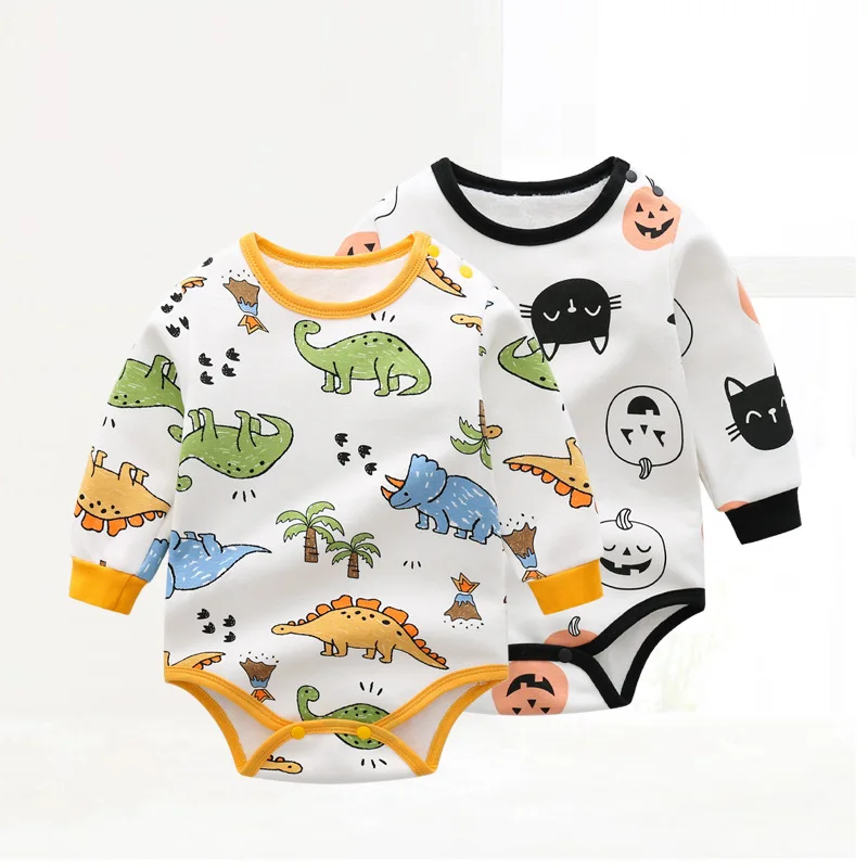 

0-3Y Newly Cosplay Halloween Toddler Baby Kids Pumpkin Print Dinosaur Print Romper Jumpsuits Baby Clothes Baby Boy Clothes