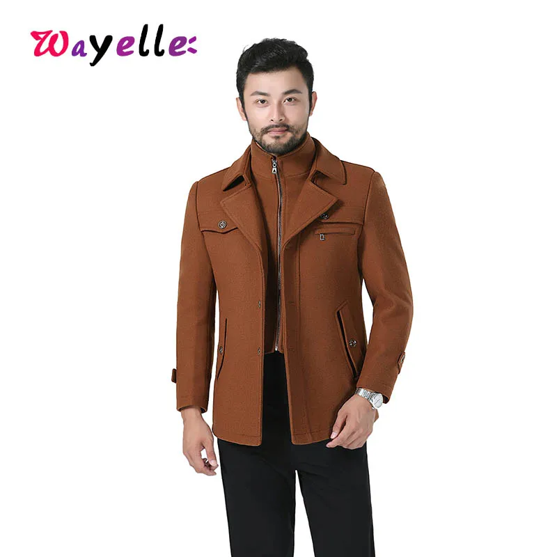 Мужские Молодежные шерстяные куртки пальто простые деловые средние плотные