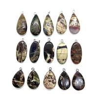 1pcs natural stone pendant necklace drop shaped picasso stone jewelry diy creative necklace jewelry accessories charm parts