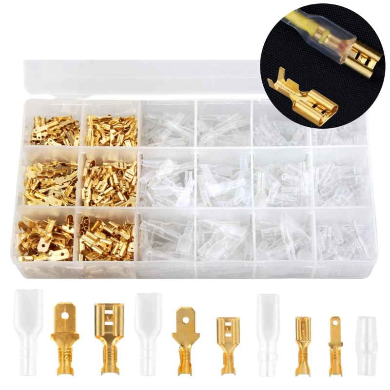 

600/360/270pcs Cold Press Wire Terminals Crimp Connectors Electrical Terminals Kit 2.8/4.8/6.3mm Wire Connector Set X37B