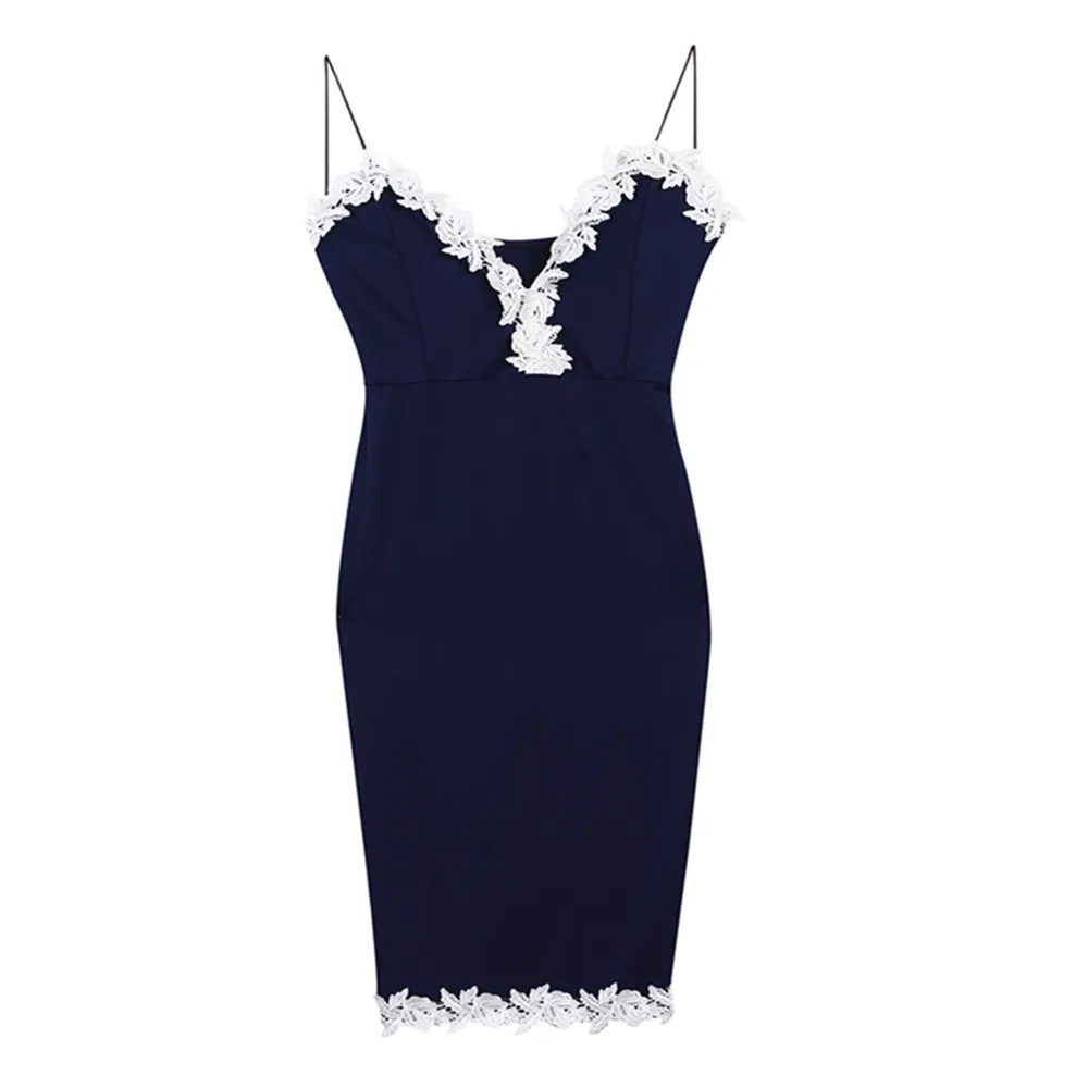 Сексуальное женское облегающее платье с бретельками v-образным вырезом