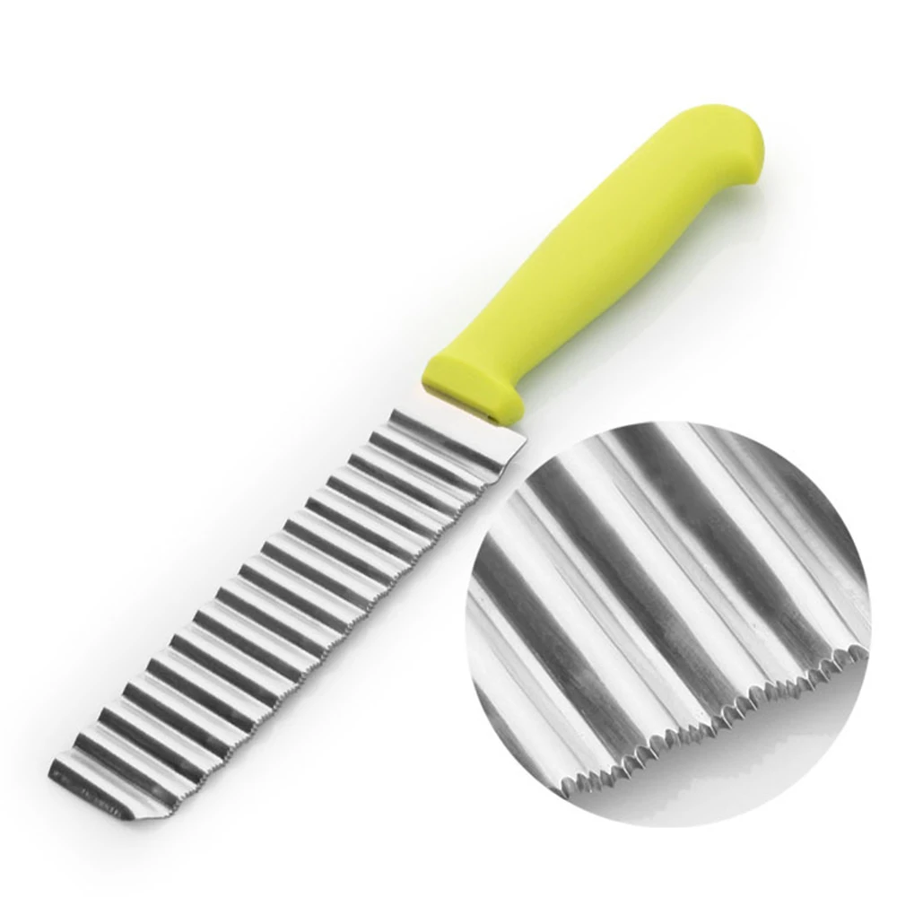 1Pcs Potato French Fry Cutter Stainless Steel For Fries Serrated Blade Chip Easy Slicing Banana Fruits Wave Knife Chopper | Дом и сад