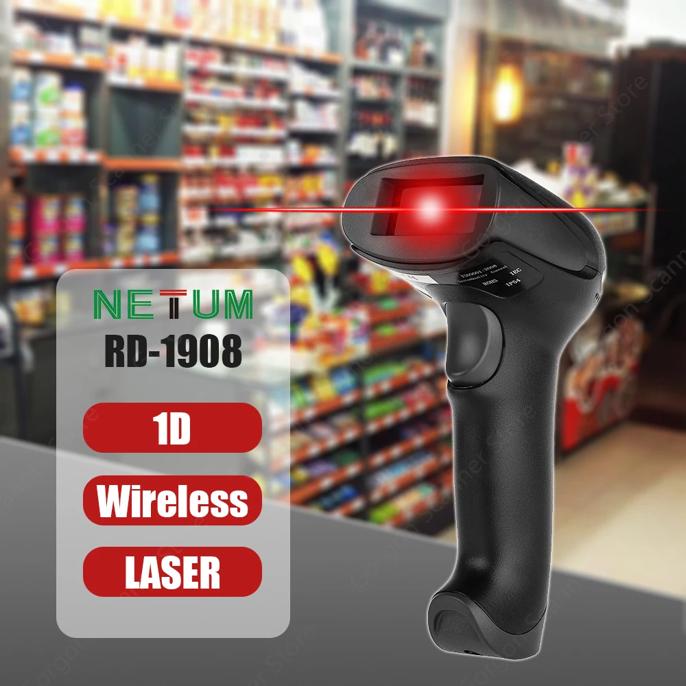 Портативный беспроводной лазерный сканер штрих-кода NETUM RD-1908 1D USB считыватель