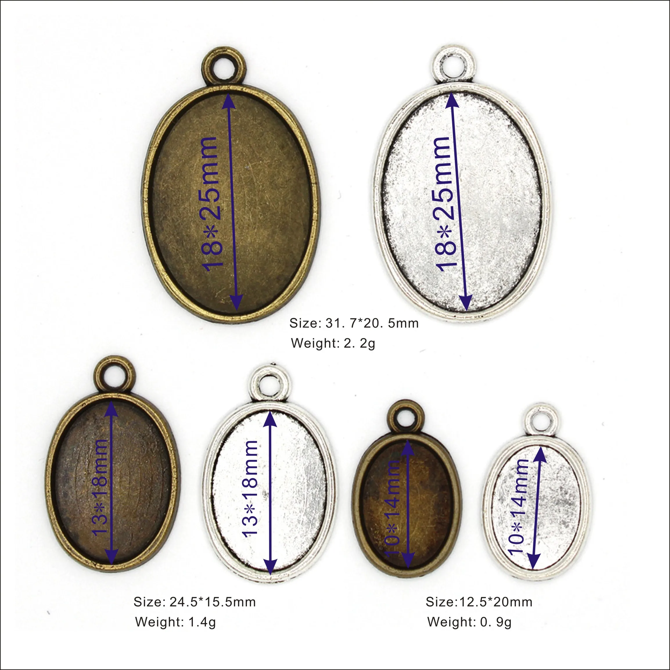 

Oval Pendant Base Embossed Tray Frame Necklace Earring Jewelry DIY Glass Cabochons Bronze/Old Silver 3 Sizes 50pcs/lot