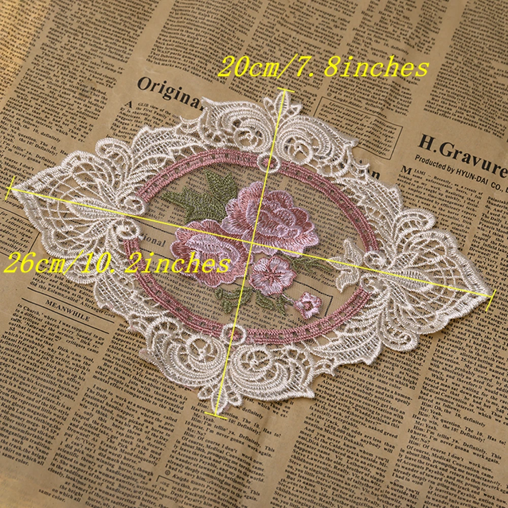 Кьюсак Off White Сетчатое вышитое кружево Аппликация отделка для свадебное платье