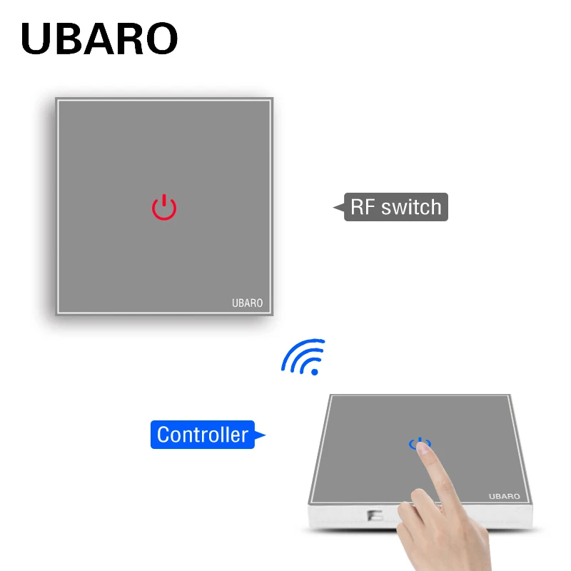 

EU Wireless Control Touch Switch Luxury Crystal Glass Panel Wall Light 433 RF Remote Sensor Grey Button 100-240V Cross Switches