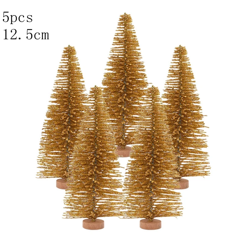 glitter 12.5cm 5pcs 5 шт. 5 размер искусственная декорированная Мини Рождественская елка Рождественское украшение елка Рождественская мини поддельная елка новогодний декор Navidad - Цвет: glitter 12.5cm 5pcs