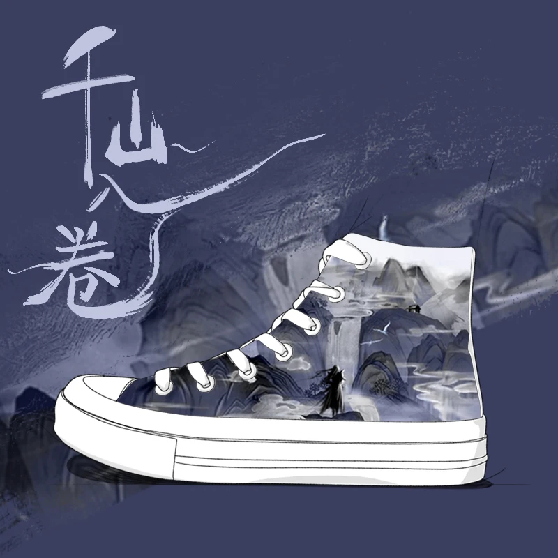 

Amy and Michael 2021 Spring Designer Shoes Fashion Women Sneakers Chinoiserie Hand Painted Canvas Shoes High Top Vulcanize Shoes