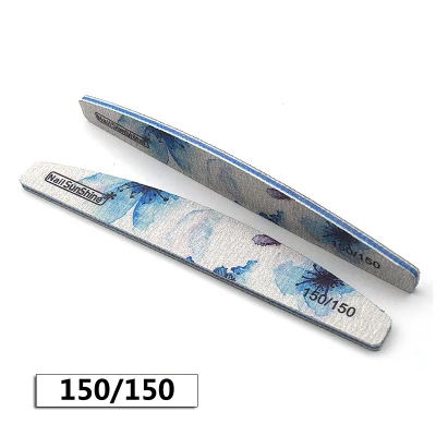 150-150(100Pcs) 100 шт. Полировка Ногтей Файлы цветочный Рисунок детская одежда на рост 80, 100/150/180/240/320 в форме Полумесяца наждачная бумага полированные дизайн ногтей файл DIY инструмент для маникюрного салона - Цвет: 150-150(100Pcs)