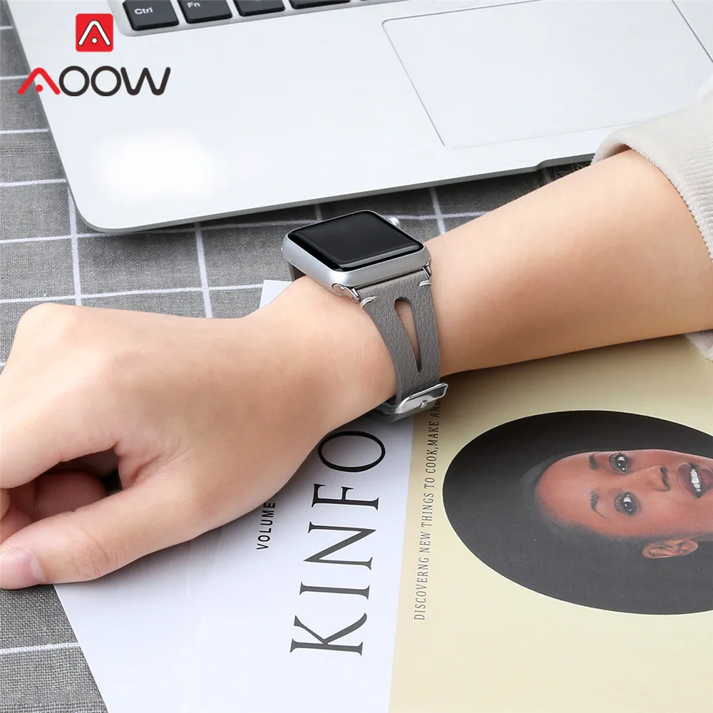 Ремешок из натуральной кожи с принтом для Apple Watch 40 мм 44 мм для iwatch 38 мм 42 мм ремешок серии 4 3 2 1 браслет аксессуары
