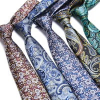 luxury male dark blue striped paisley floral tie 100 silk bussiness for man corbatas gravatas