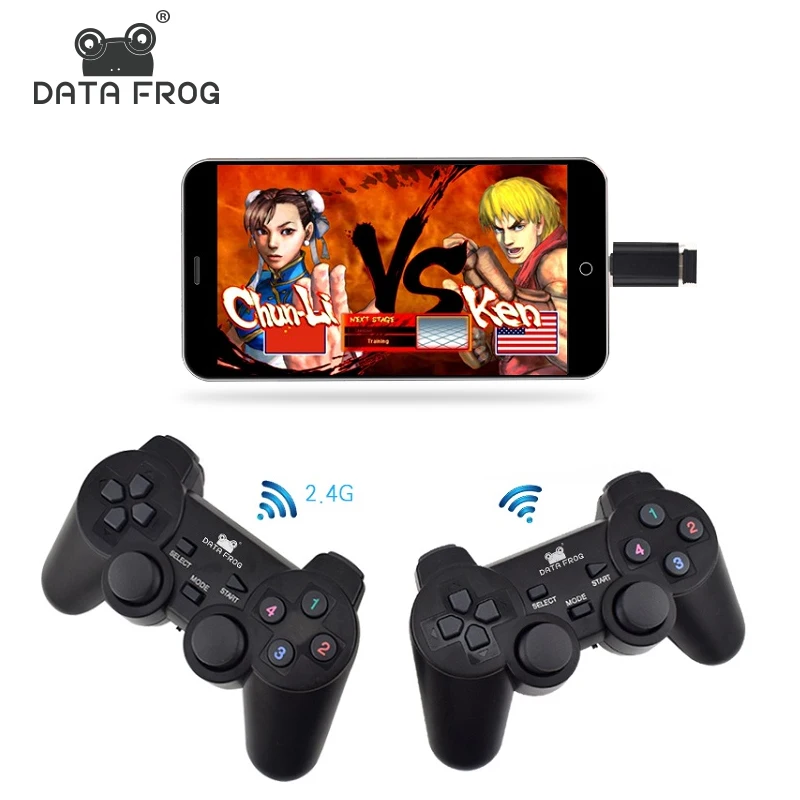 

Data Frog 2.4G Vibration Dual Controller OTG Gamepad for Android Mobile Phone Gaming Controller Wireless/USB for PC Joystick