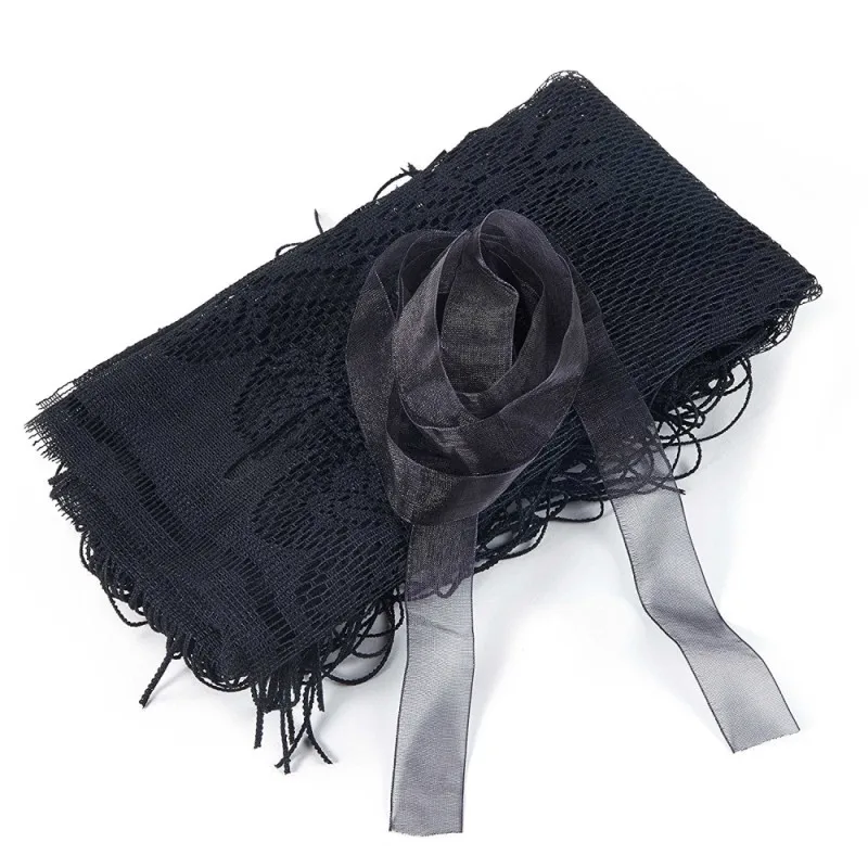 97x102 Halloween Window Curtain Lace Spider Web Skull Cover Valance With Tassel | Дом и сад