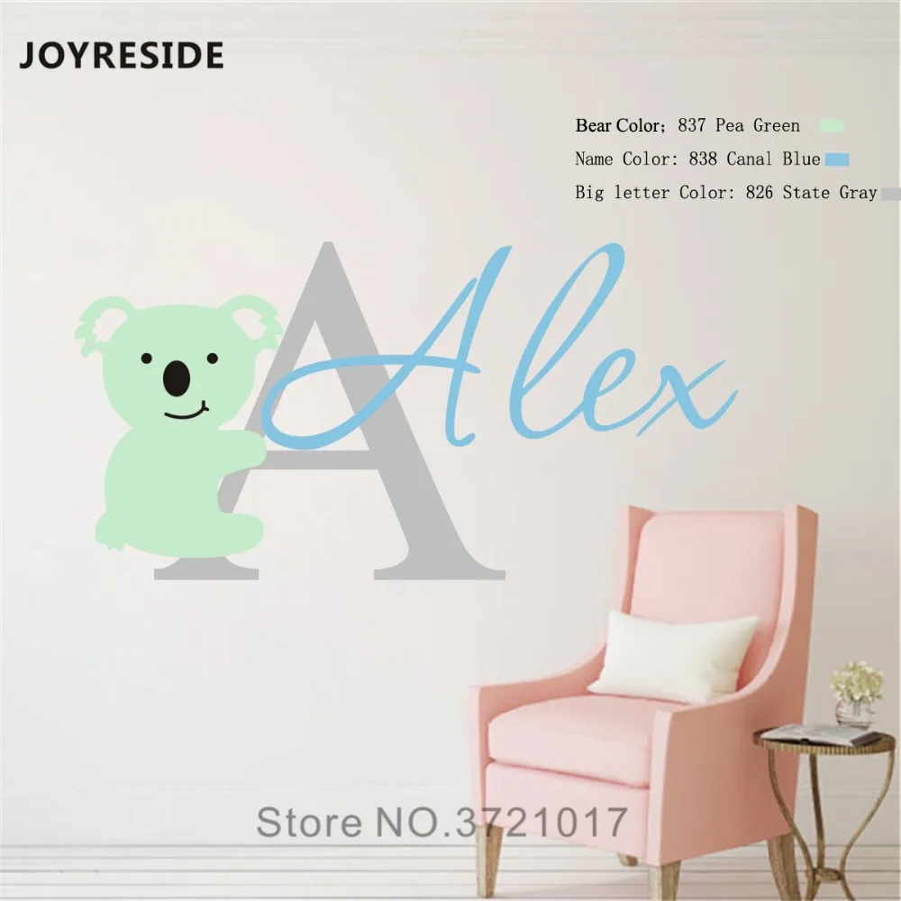 JOYRESIDE, индивидуальное имя, наклейка на стену, коала, медведь, милые наклейки на стены, для детей, для спальни, украшение, наклейка на стену, WM002