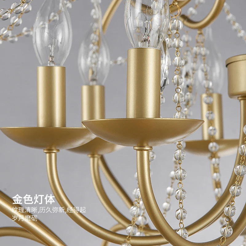 

American country living room dining room light creative personality cloakroom study light simple bedroom crystal chandelier