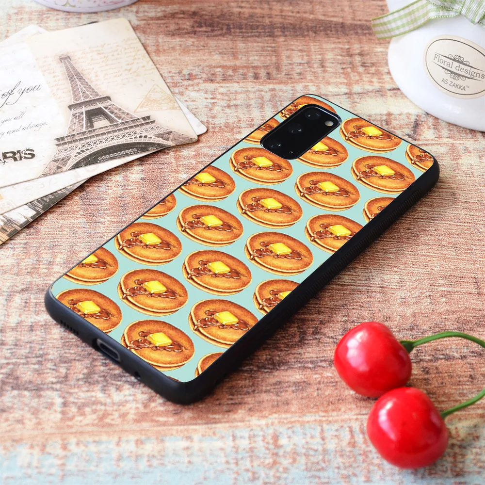 

For Samsung Galaxy Pancakes Pattern - Blue Soft TPU border Samsung Galaxy Case
