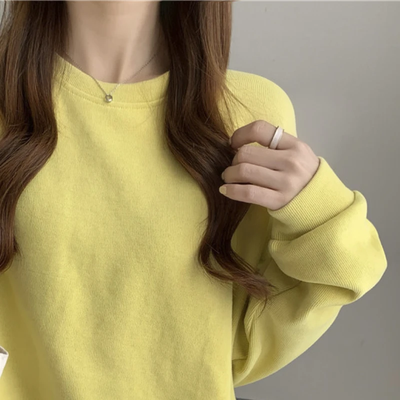 Худи женское короткое свободного покроя Корейская простая уличная одежда в