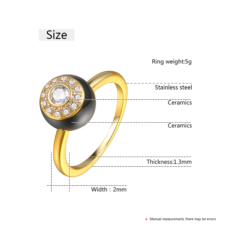 2 мм Ширина Цвета: золотистый розовый серебристый керамические кольца для женщин
