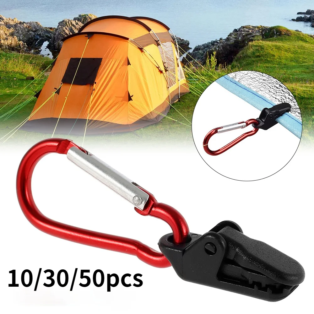 

10/30/50pcs Hook Windproof Clamp Set Survival Grommet Tent Clips Buckle Awning Tarp Fixed Outdoor Camping Tent Accessories