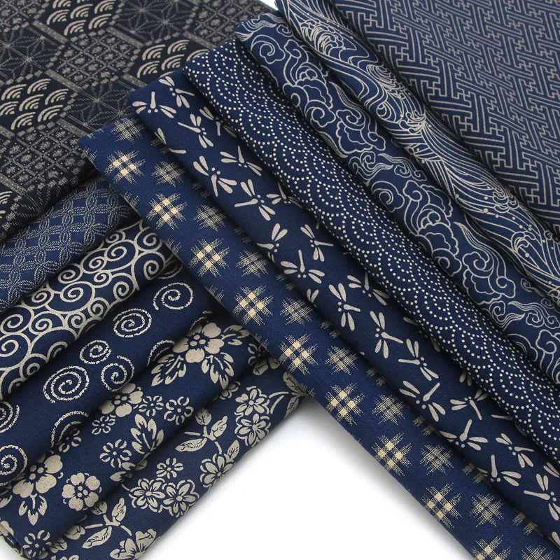 

CF743 Chinese Blue and White Porcelain Fabric 100% Cotton Fabric Japanese Style Blue Print DIY Home Textile Curtain Clothes