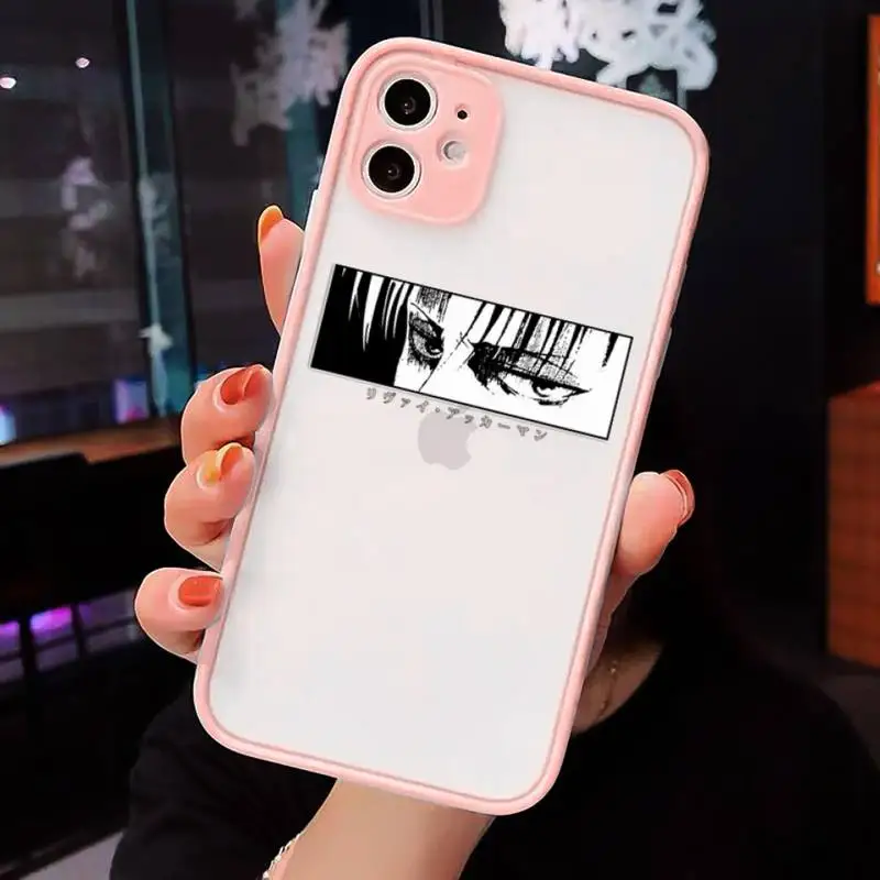 

Attack On Titan Phone Case For iPhone 12 11 Mini Pro XR XS Max 7 8 Plus X Matte transparent Pink Back Cover