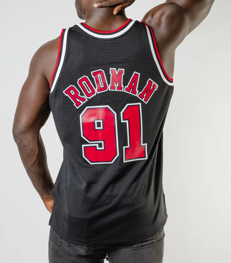 

Mens New American Basketball Clothes Dennis Rodman Chicago Bulls European Size Ball Pants T Shirts Cool Tops Loose Cloth