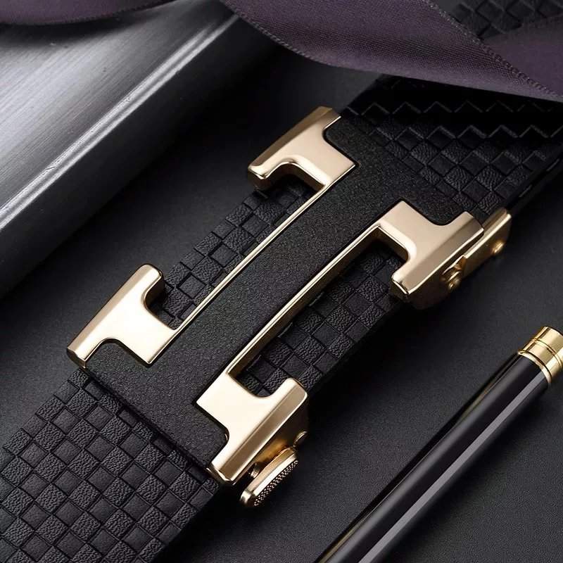 

Male leather belt fashion tide shaped automatic buckle young male pure leather belt pants