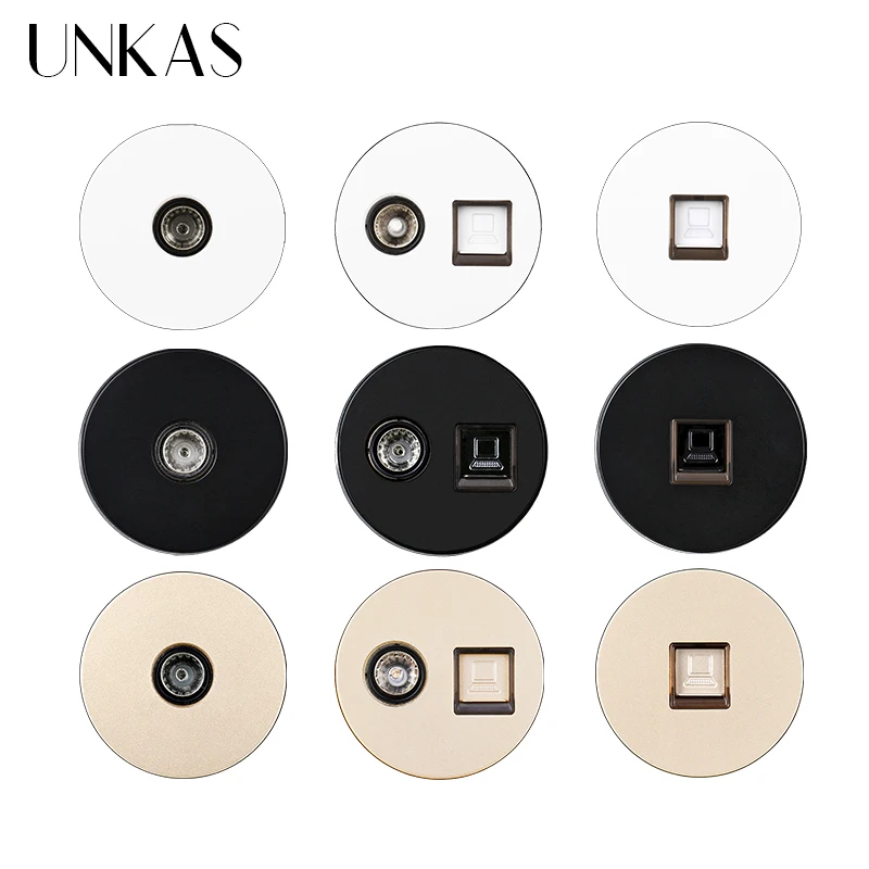 

UNKAS DIY Modules Matching TV Connector Jack RJ45 Computer Internet Port For Wall Power Socket Free Combination Outlet