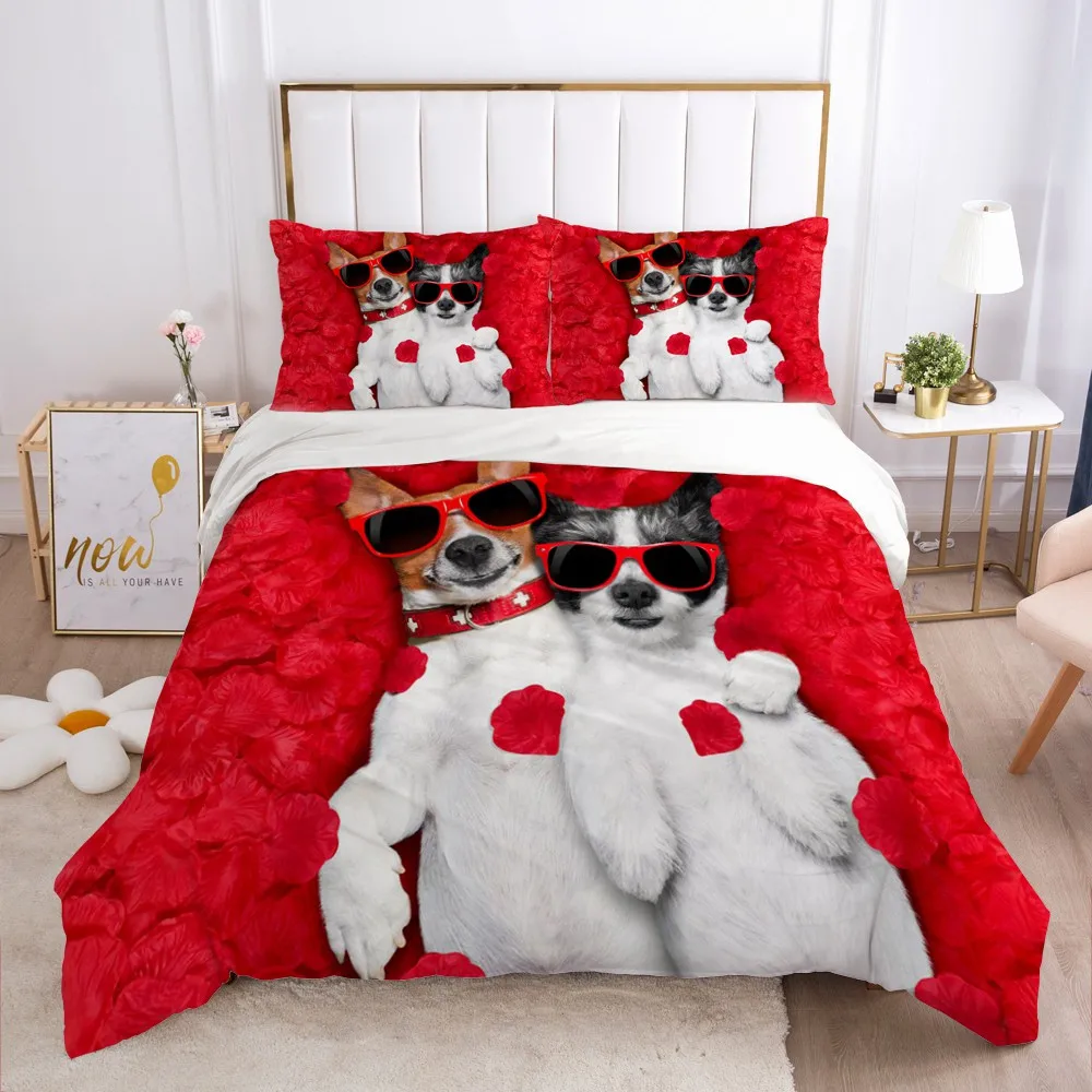 Comprar Juego De Fundas De Edredón 3D Para Gatos Y Perros, Ropa De Cama, Funda De Almohada, Individual, Doble Tamaño
