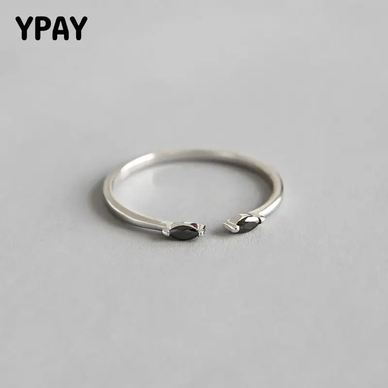 Женское кольцо YPAY регулируемое из серебра 925 пробы с черным цирконием 2019 |