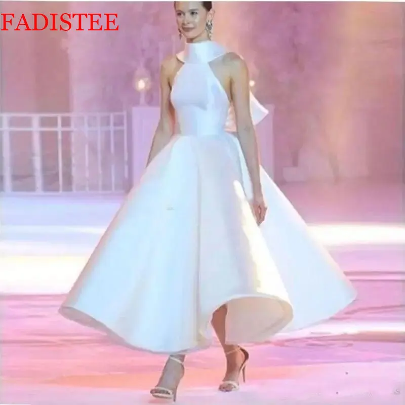 

Satin white Prom Dresses Formal Evening Party Gowns big bow Robe De Soiree Vestidos De Fiesta De Noche Largos Elegantes