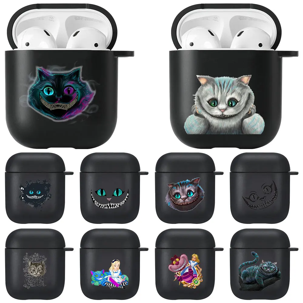 

Alice in Wonderland Cat Cover AirPods Case For Apple AirPods 1 2 Black TPU Bluetooth Earphone Charging for AirPods 2 1 Box Shell