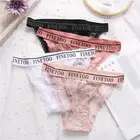 Модные женские кружевные трусики с надписью нижнее бельё для девочек ультра-тонкие трусики с цветочным узором с заниженной талией; Женское нижнее белье M-XL трусики сексуальное женское белье