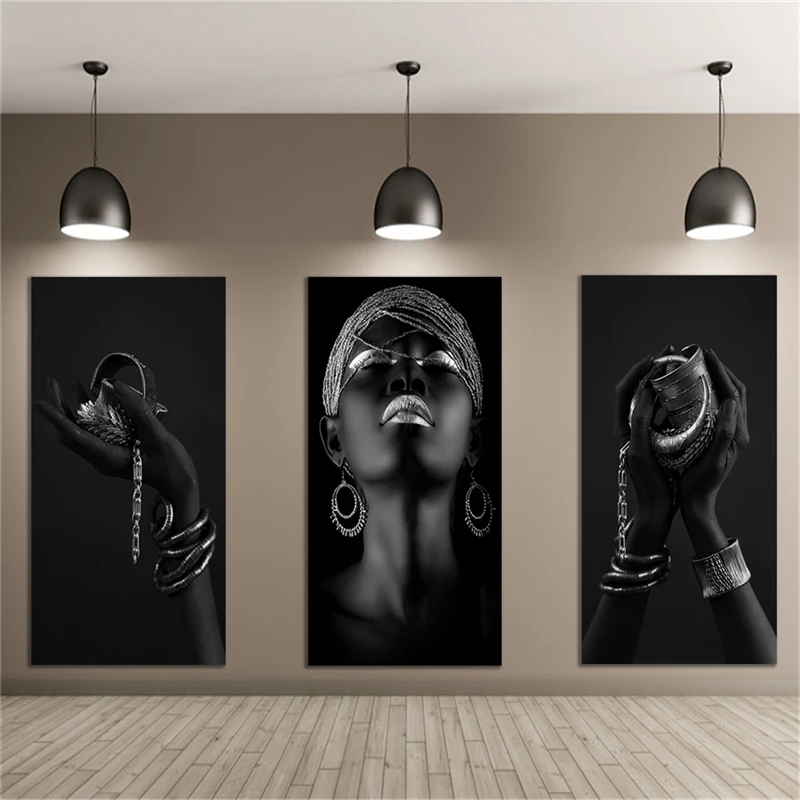 Большой размер горячая Распродажа Золотая черная Картина на холсте женщина