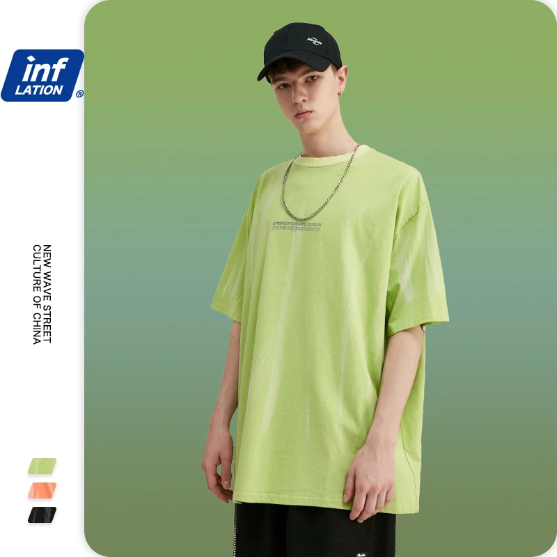 Мужская футболка INFLATION смешная окрашенная в галстук с заниженными плечами для