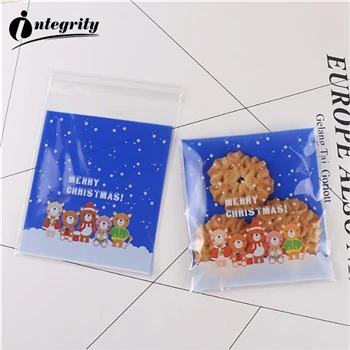 {D& P 100pcs 10X10+ 3 см Рождество печенья конфеты упаковки хлеба самоклеящаяся Пластик печенье закуски выпечка посылка милые сумки через плечо - Цвет: CUTE 8