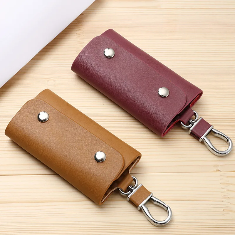 Мужской и женский кожаный брелок для ключей однотонный кошелек 5 цветов|Ключницы|