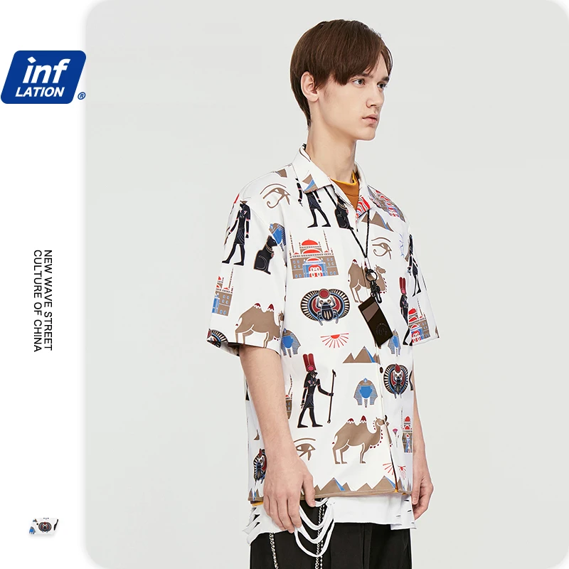 Гавайская рубашка мужская с цветочным принтом модная уличная одежда кроя Regular Fit