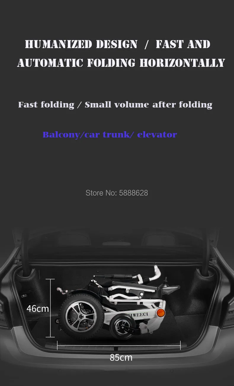 

Fashion Best Sell Foldable Lightweight Lithium Battery Electric Wheelchair For Disabled Elderly Scooter With Reclining Backrest