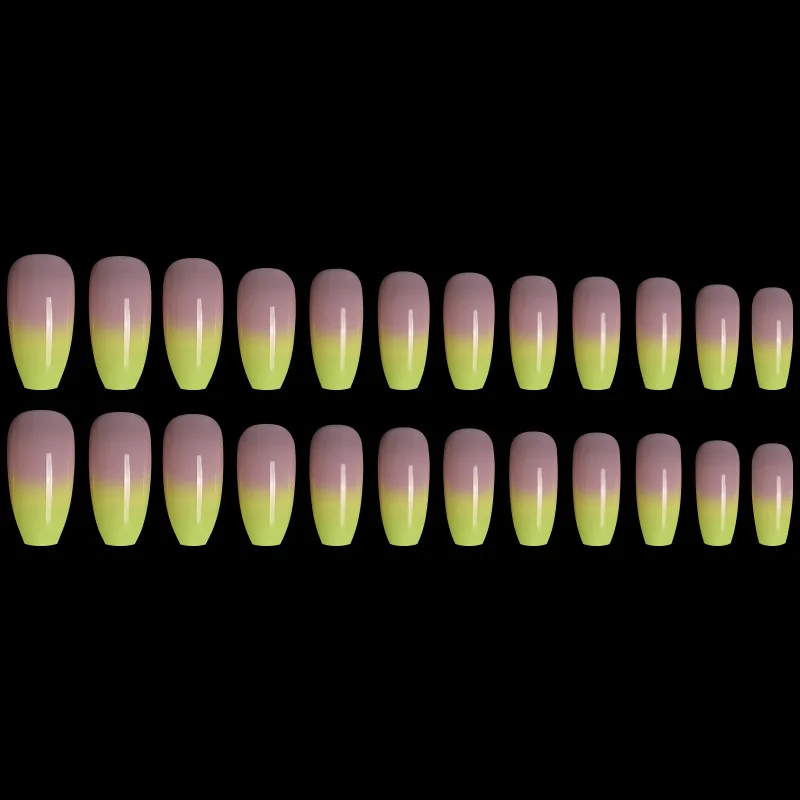 24 листа накладные ногти сверхдлинный блеск лак для ногтей желтые градиентные