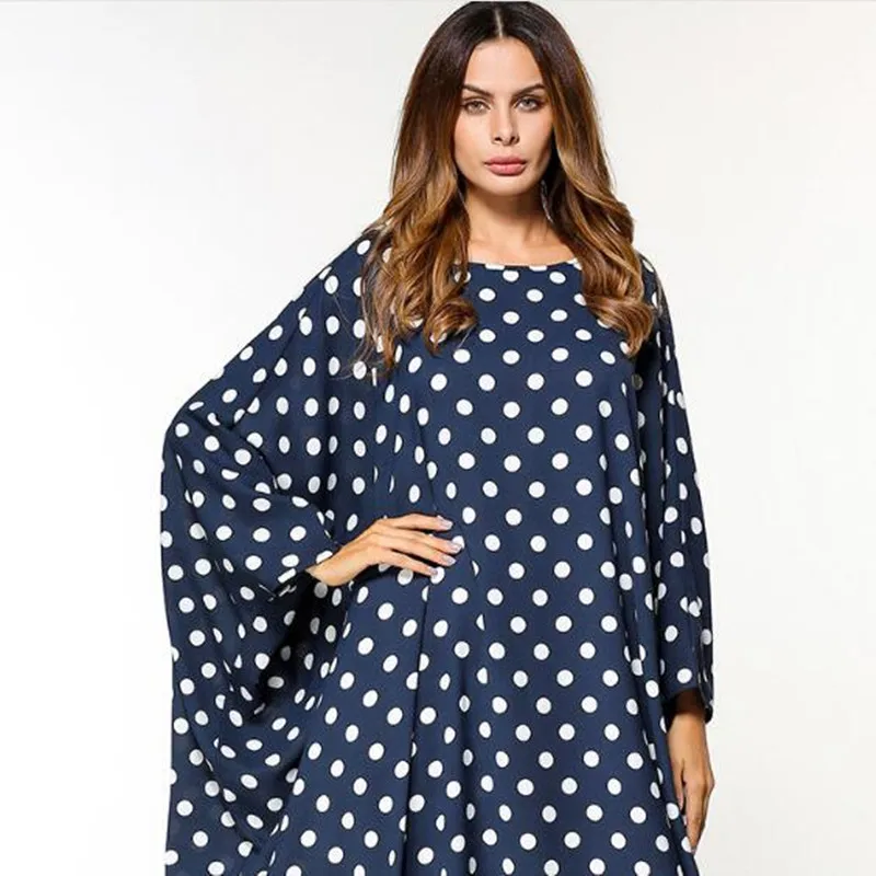 Мусульманское длинное платье для девочки в горошек abaya рукав летучая мышь